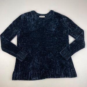 Orvis Women's Size S Chenille Pullover Sweater Crushed Velvet Style Blue